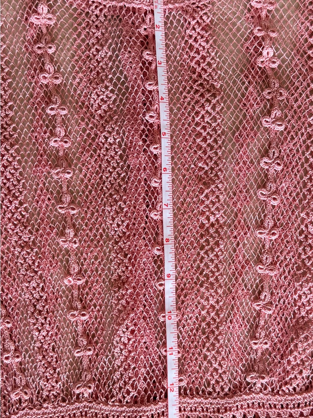 Blush Pink Crochet Vintage Midi Dress - Women's Lace Knit Dress - Picture 13 of 17